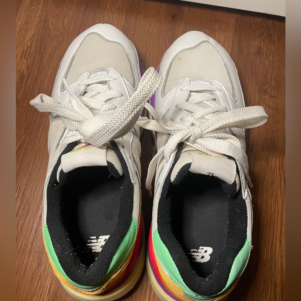 New Balance White Sneakers with Purple, Red, Yellow & Green Accents - Picture 6 of 11